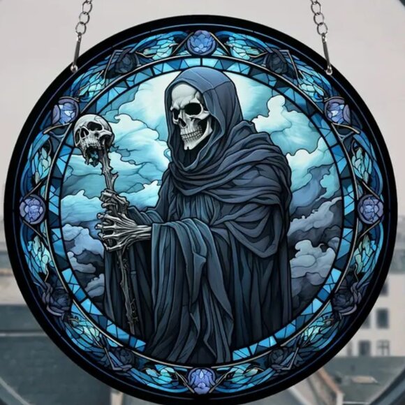 Other - 1pc, Death Suncatcher Acrylic Window Hanging With Metal Chain